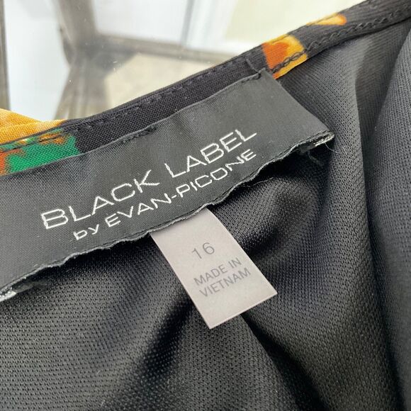 Evan Picone Black Label Women’s 16 Floral Print Faux Wrap Dress some Stretch - Picture 3 of 12